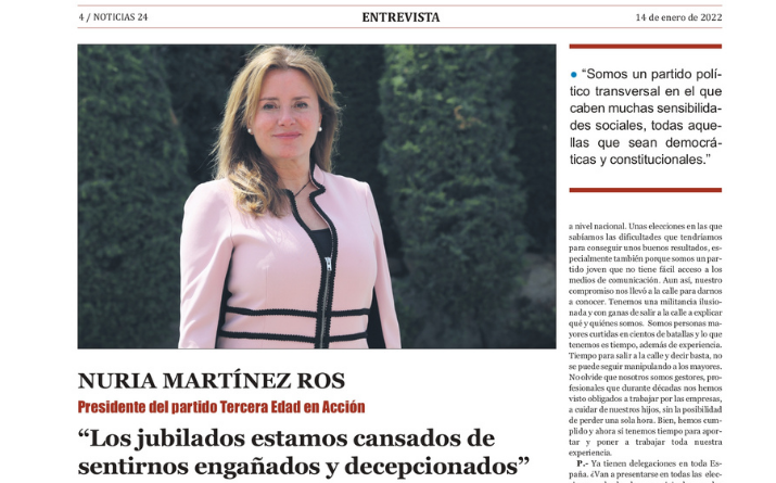 Entrevista a Nuria Martínez Ros, presidenta nacional, en Noticias 24